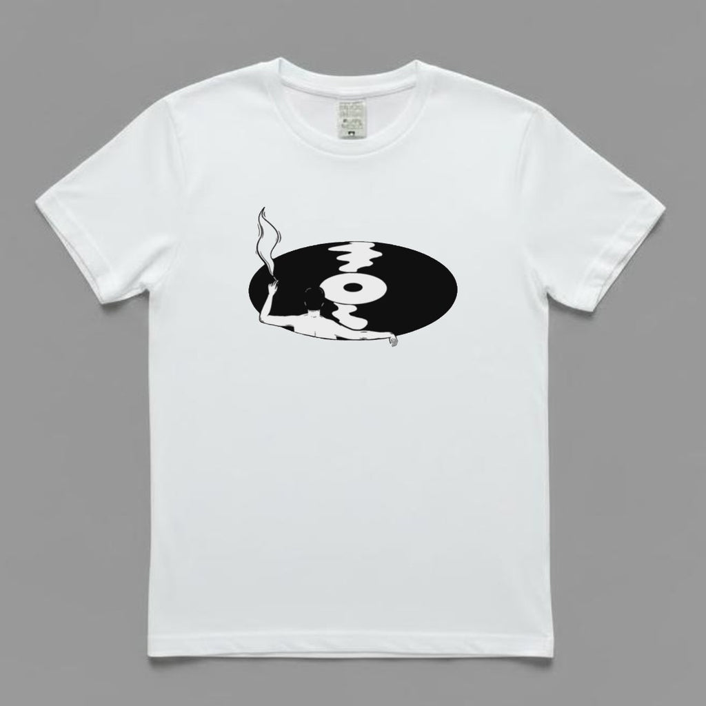 Man in Vinyl Record T-shirt